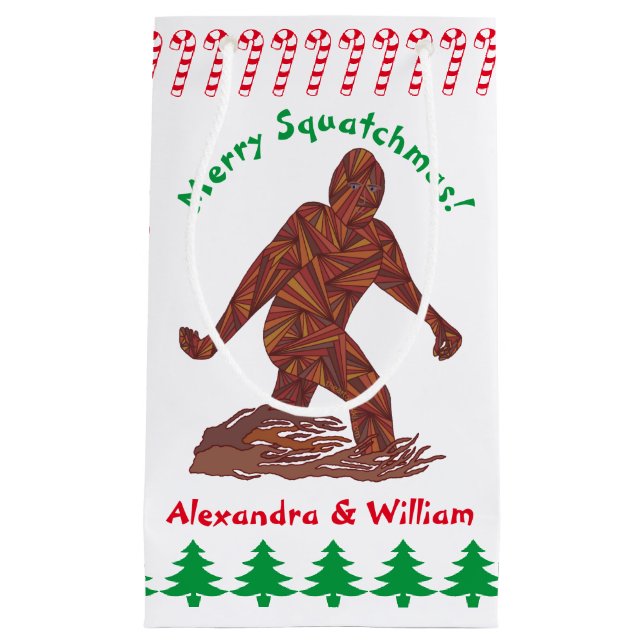 Z Bigfoot som går Sasquatch julcandy cane (Framsidan)