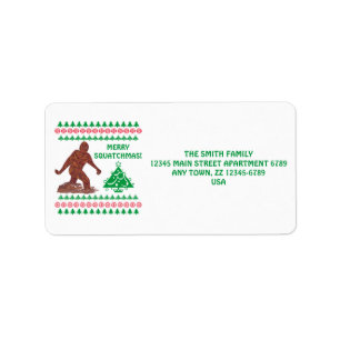 Z Bigfoot som går Sasquatch rolig jul Adressetikett