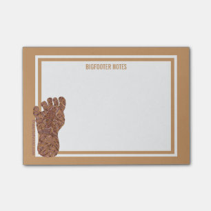 Z Bigfoot som Sasquatch spårar Bigfooter, noterar Post-it Block