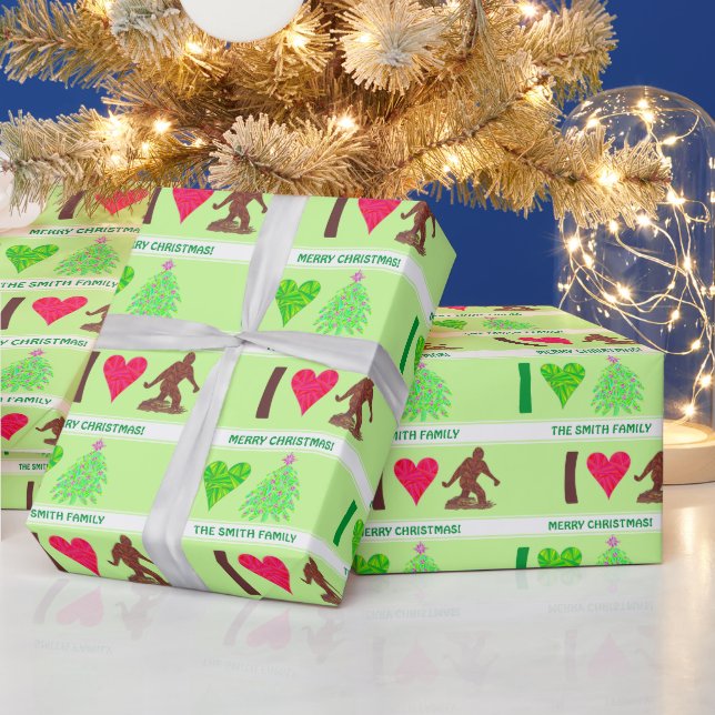 Z Bigfoot Walking Sasquatch I Hjärtat God Jul Roli Presentpapper (Helgdagar)