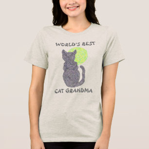 Z Black Cat och Måne Worlds Best Cat Grandma Tee Shirt