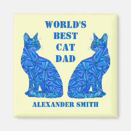 Z Blue Abstrakt Sitta Cat Crazy Cat Pappa Magnet