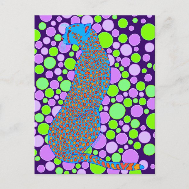 Z Blue Cheetah Big Cat Abstrakt Pop Art-vykort Vykort (Framsida)
