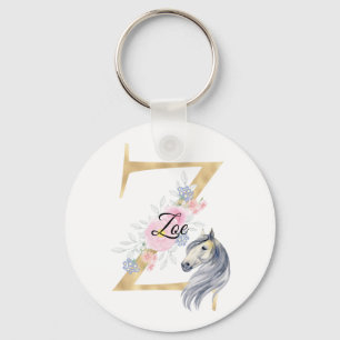 Z brev personlig namn monogram med häst två nyckelring