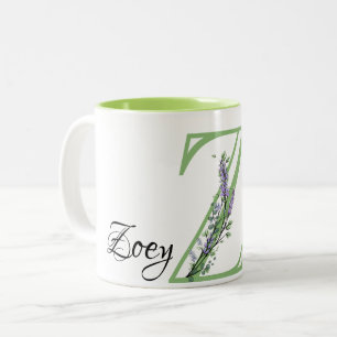 Z brev romantiska vattenfärgen Lavender Eucalyptus Två-Tonad Mugg