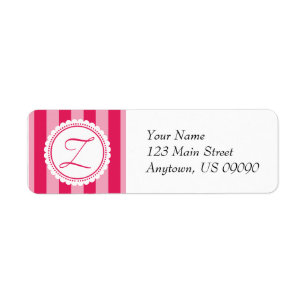 Z Candy Striper Monogram Adressetiketters Raspberr Returadress Etikett