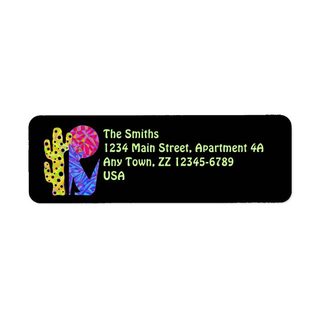 Z Colorful Blue Coyote Varg Art Returadress Etikett (Framsidan)