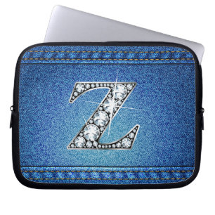 Z "Diamond" Denim Stitching Electronics Bag Laptop Fodral