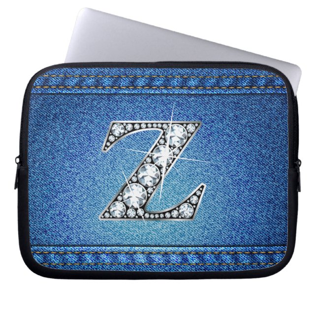 Z "Diamond" Denim Stitching Electronics Bag Laptop Fodral (Framsidan)