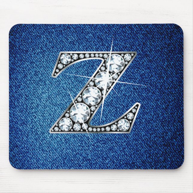 Z Faux-"Diamond Bling" på Denim Mousepad Musmatta (Framsidan)