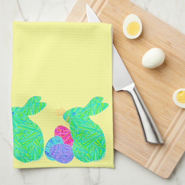 Z Grönt Påskhare Julfest Kitchen Towel Kökshandduk (Vikt i Fjärdedel)