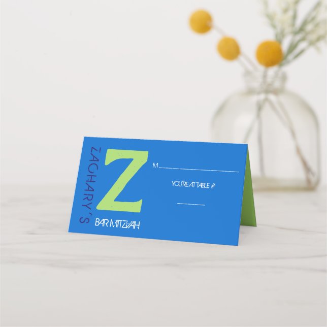 Z INITIAL COLLECTION Pub Mitzvah Seating Escort Placeringskort (Framsida)