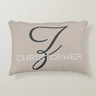 Z Initial Kalligrafi Namn Taupe Tan Neutral Chic Prydnadskudde