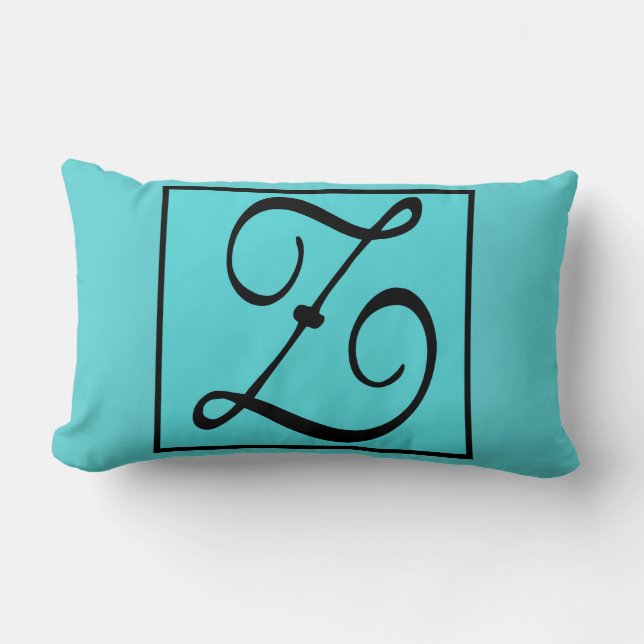 Z INITIAL PILLOW - Brev Z på Aqua Background Lumbarkudde (Framsida)