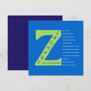 Z Initial samling Bat mitzvah inbjudan till Pub