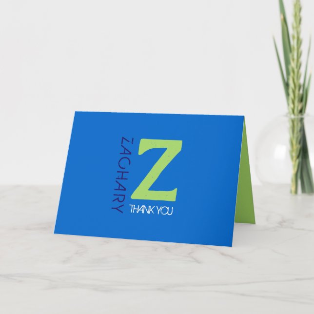Z Initial Samlings Bar Mitzvah Tacksamhetskort Tack Kort (Framsida)