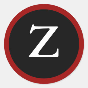 Z : Initial Z / Brev Z Modern Red Black Stickers Runt Klistermärke