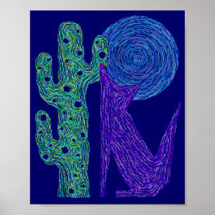 Z Lila Coyote Varg Färgfull sydvästlig design Poster