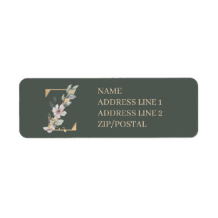 Z Monogram-Blommigtens Personlig Returadress Etikett