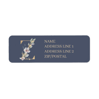 Z Monogram-Blommigtens Personlig Returadress Etikett
