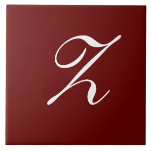 Z Monogram Initial Vit på Mörkröd Kakelplatta