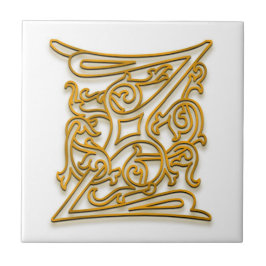 Z Monogram "Irish Guld" Ceramic Tile Kakelplatta