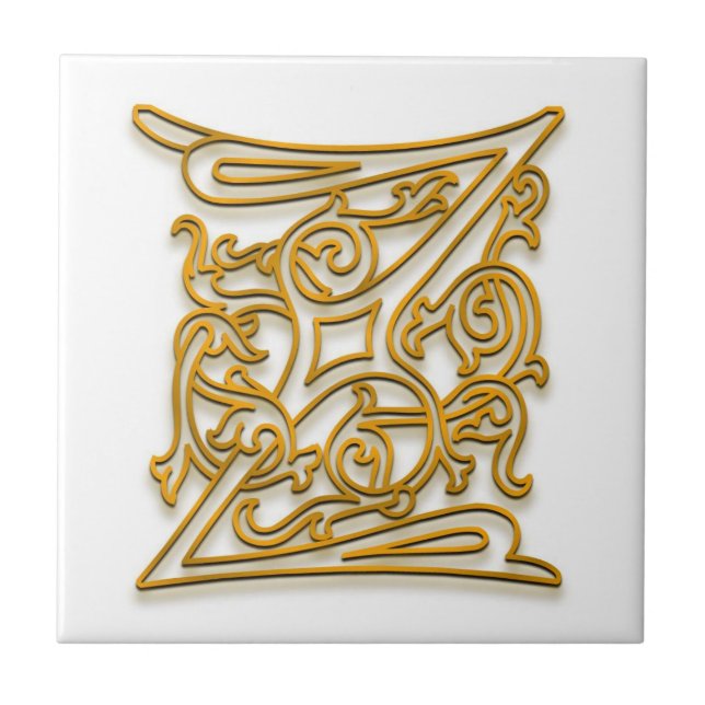 Z Monogram "Irish Guld" Ceramic Tile Kakelplatta (Framsidan)