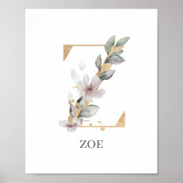 Z Monogram-Personlig för Blommigt Poster