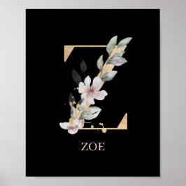 Z Monogram-Personlig för Blommigt Poster