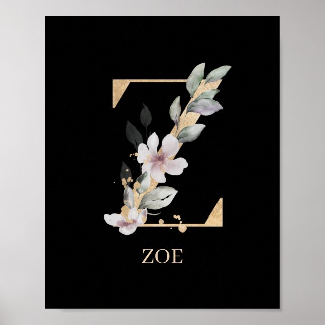 Z Monogram-Personlig för Blommigt Poster (Framsidan)