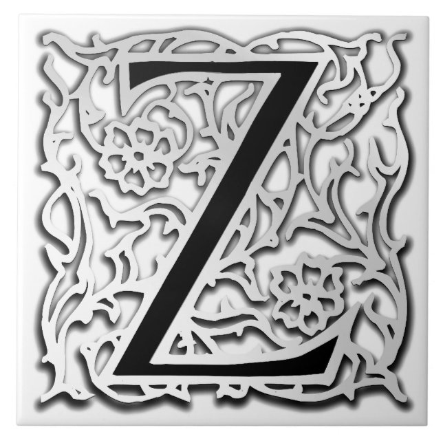Z Monogram "Silver Besque" keramiskt plattor Kakelplatta (Framsidan)