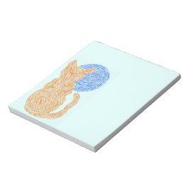 Z Orange Katt och Måne Abstrakt Art Roligt Notes Anteckningsblock