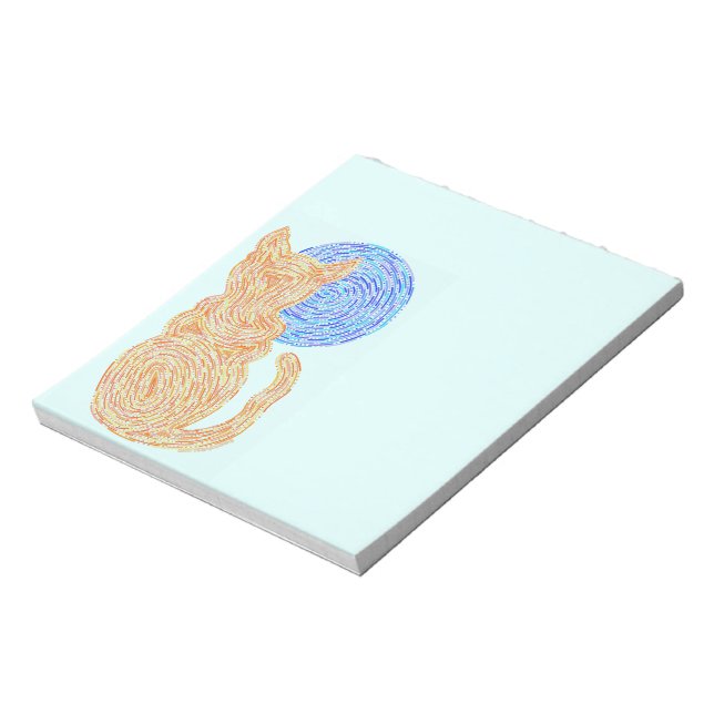 Z Orange Katt och Måne Abstrakt Art Roligt Notes Anteckningsblock (Roterad)