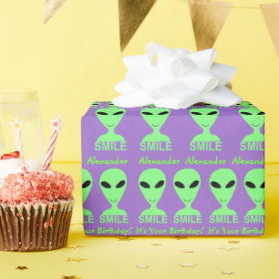 Z Personlig Smile Birthday Lycklig Alien Presentpapper
