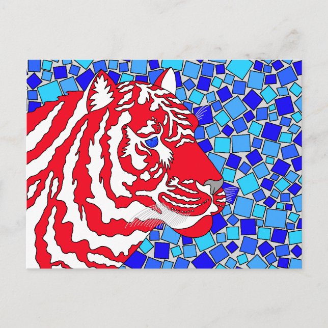 Z Red White och Blue Patriotic Tiger Artsy Vykort (Framsida)
