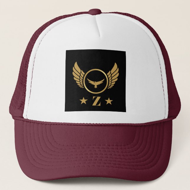 Z Symbol Brev Guld Eagle Vingar Monogram-Cap Keps (Framsida)