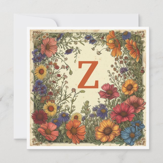 ’Z’ Trinidad Orange: Bloom & Monogram Julkort (Framsida)