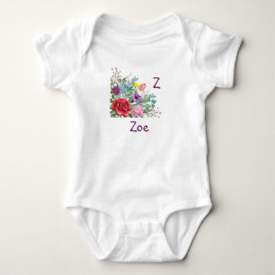 Z Zoe Personalize Initial Namn, Ro Flowers T Shirt