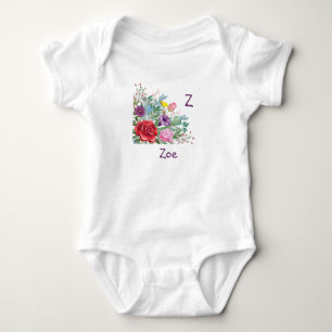 Z Zoe Personalize Initial Namn, Ro Flowers T Shirt