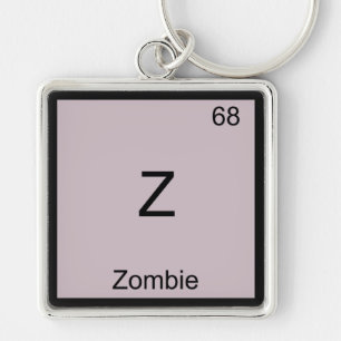 Z - Zombie Funny kemi Inslag-symbol T-Shirt Fyrkantig Silverfärgad Nyckelring