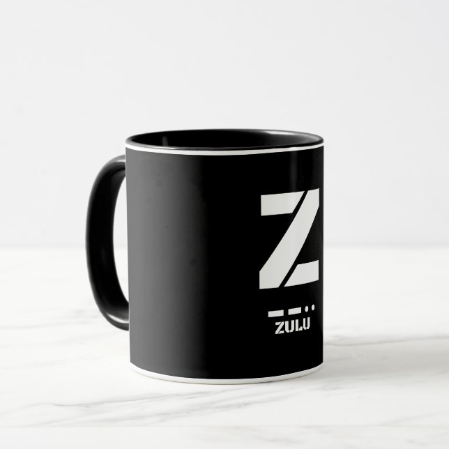 Z(Zulu) Natos fonetiska alfabet & Morse Code Mugg (Framsida vänster)