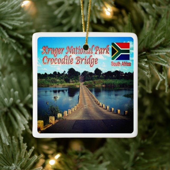 ZA003 KRUGEN N.P. South Afrika, Crokodile Bridge Julgransprydnad Keramik (Träd)