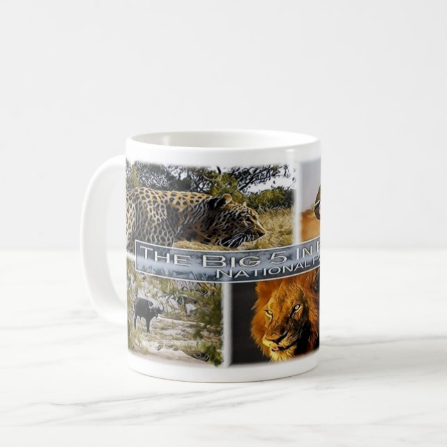 ZA * SÖDRA AFRIKAN - DE STORA 5 I KRUGER N. P. KAFFEMUGG (Framsida vänster)