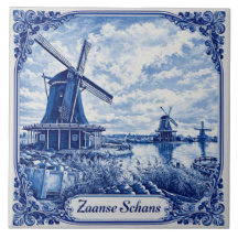 Zaanse Schans Delft Blå stil keramisk platta