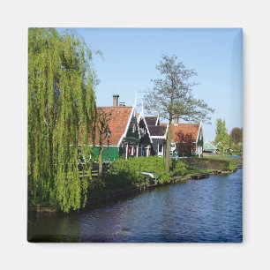 Zaanse Schans holländska timmerhus i grönt och Magnet