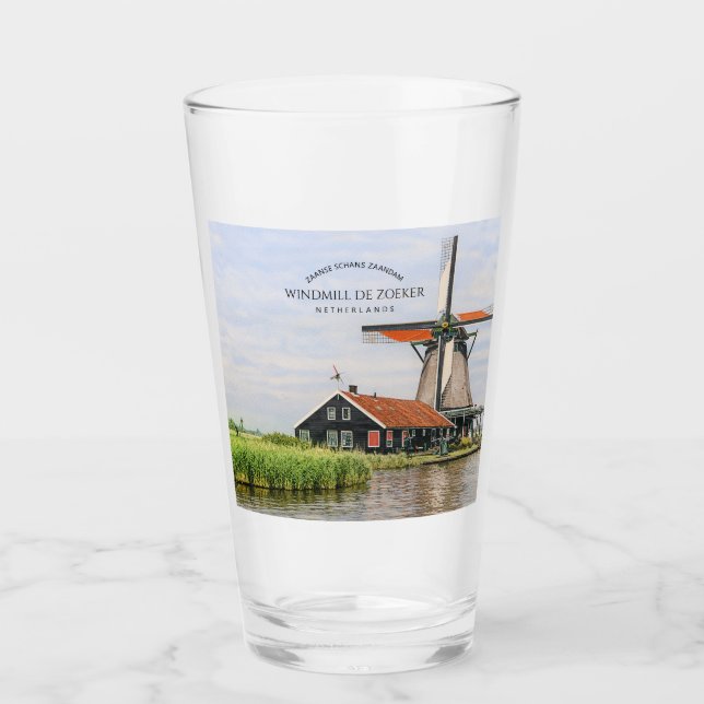 Zaanse Schans Väderkvarn Akvarell Holländskt kultu Glaskopp (Framsida)