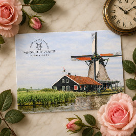 Zaanse Schans Väderkvarn Akvarell Holländskt kultu Helg Vykort
