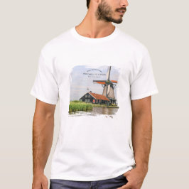 Zaanse Schans Väderkvarn Akvarell Holländskt kultu T Shirt