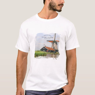 Zaanse Schans Väderkvarn Akvarell Holländskt kultu T Shirt