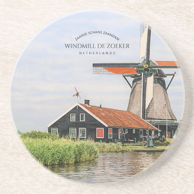Zaanse Schans Väderkvarn Akvarell Holländskt kultu Underlägg (Framsidan)